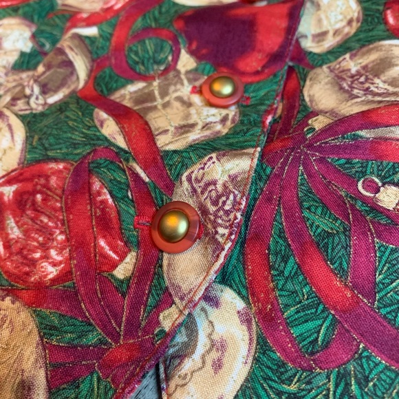 Ugly Christmas vest petite size L ornaments red green button up - Picture 3 of 6